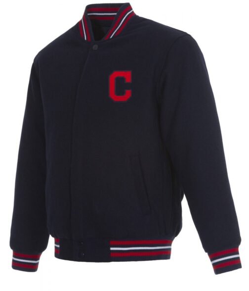 Cleveland Indians Navy Blue Wool Letterman Jacket