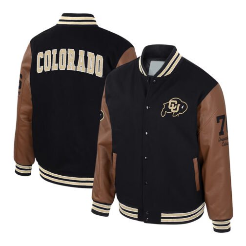 Colorado Buffaloes Navy and Brown Letterman Jacket - Image 3