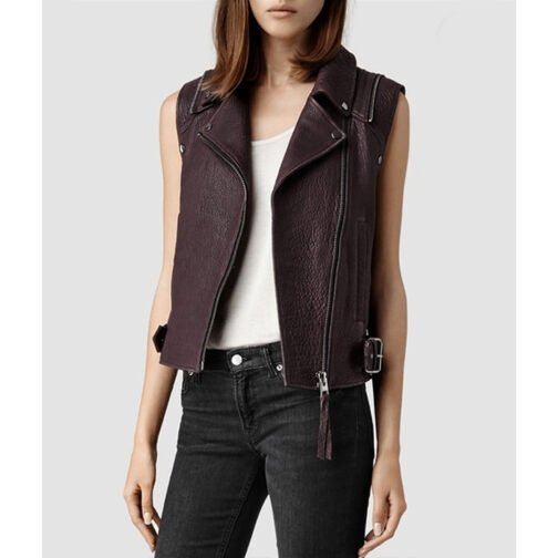Constantine Angélica Celaya Burgundy Leather Jacket - Image 4
