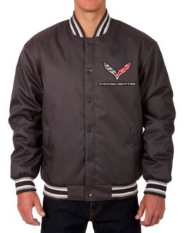 Varsity Corvette Poly Black Satin Jacket