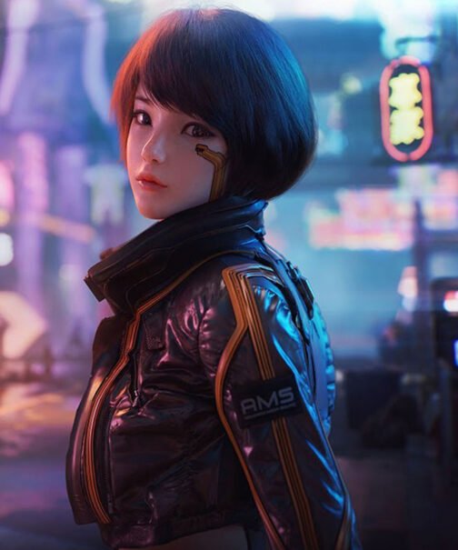 Cyberpunk Syn Brown Leather Jacket - Image 2