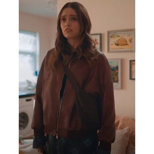 Daddy Issues Aimee Lou Wood Bomber Leather Jacket - Image 8