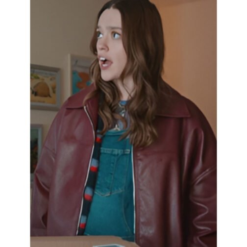 Daddy Issues Aimee Lou Wood Bomber Leather Jacket - Image 9