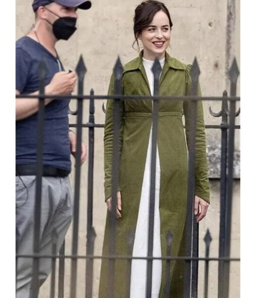 Dakota Johnson Persuasion Green Cotton Coat - Image 3