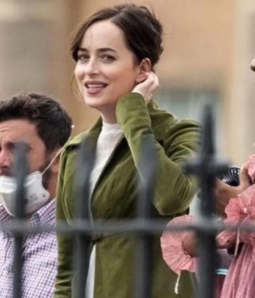 Dakota Johnson Persuasion Green Cotton Coat - Image 5
