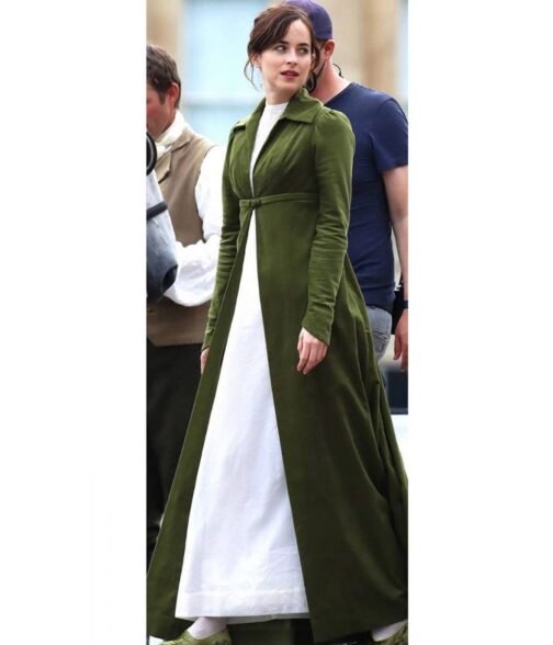 Dakota Johnson Persuasion Green Cotton Coat