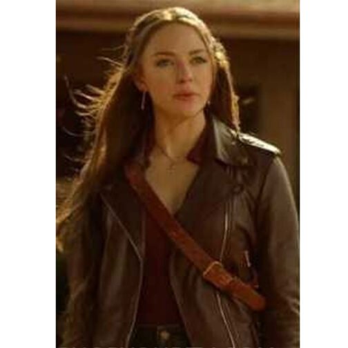 Legacies S04 Danielle Rose Russell Brown Leather Jacket - Image 8