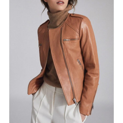 Arianne Zucker Days of Our Lives Brown Leather Jacket - Image 5