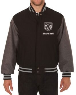 Varsity Dodge Ram Black and Grey Wool Jacket