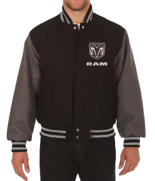 Varsity Dodge Ram Black and Grey Wool Jacket