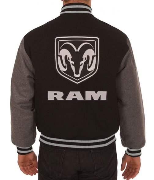Varsity Dodge Ram Black and Grey Wool Jacket - Image 2