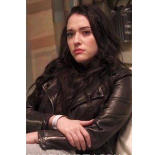 Dollface Kat Dennings Brown Leather Jacket - Image 2