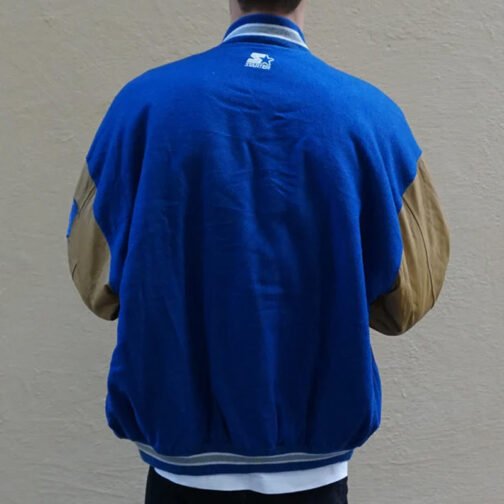 Duke University Blue and Tan Brown Varsity Jacket - Image 4