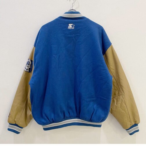 Duke University Blue and Tan Brown Varsity Jacket - Image 2