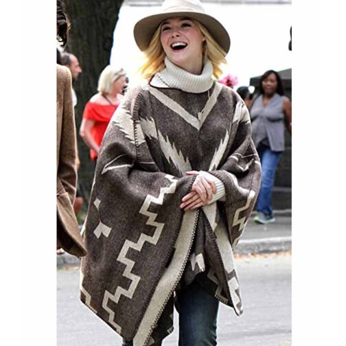 A Rainy Day in New York Elle Fanning Brown Poncho - Image 17