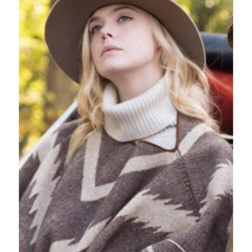 A Rainy Day in New York Elle Fanning Brown Poncho - Image 18