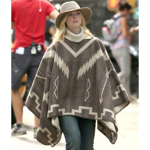 A Rainy Day in New York Elle Fanning Brown Poncho - Image 21