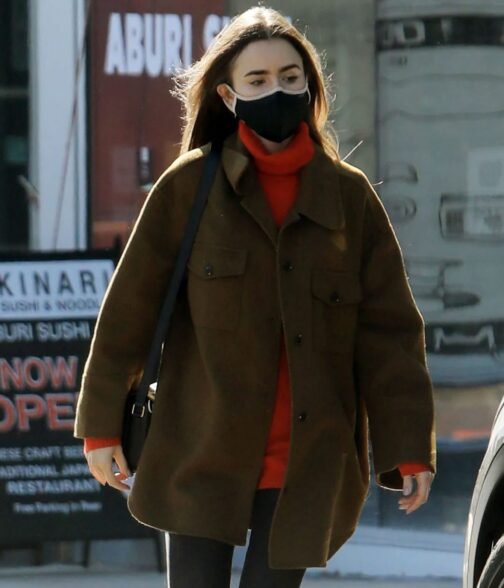Lily Collins Emily in Paris Season 02 Brown Jacket - Image 2
