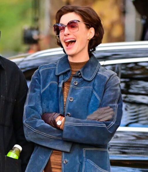 Armageddon Time Anne Hathaway Denim Blue Coat - Image 8