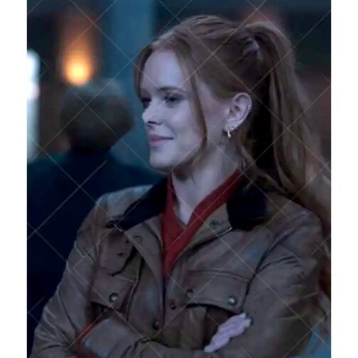 Fate Bloom Abigail Cowen Brown Leather Biker Jacket - Image 9