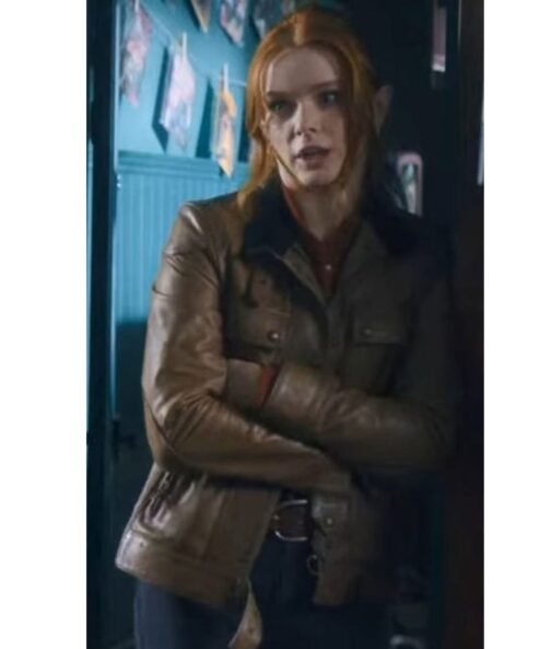 Fate Bloom Abigail Cowen Brown Leather Biker Jacket - Image 10