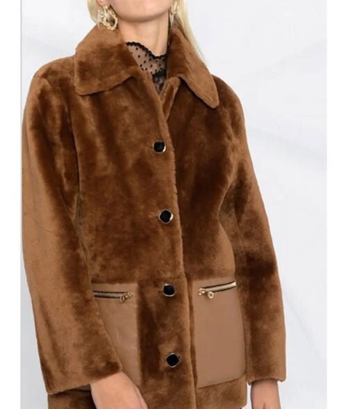 Hawkeye Florence Pugh Fur Brown Coat - Image 3
