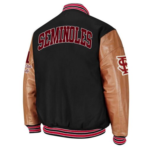 Florida State Seminoles Varsity Black and Brown Jacket - Image 2