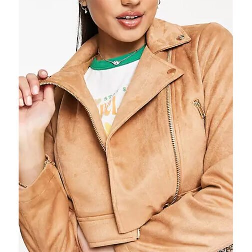 How I Met Your Father Francia Raisa Suede Cropped Jacket - Image 5