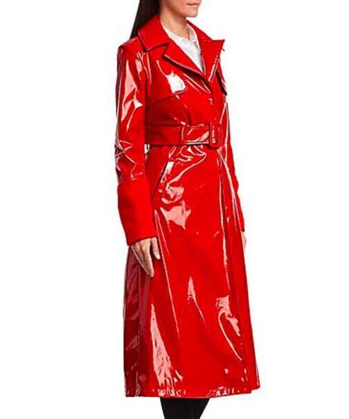 Gal Gadot Red Notice Red Leather Coat - Image 6
