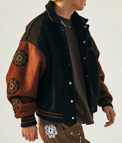 Gal Sang Varsity Black and Brown Jacket - Image 3