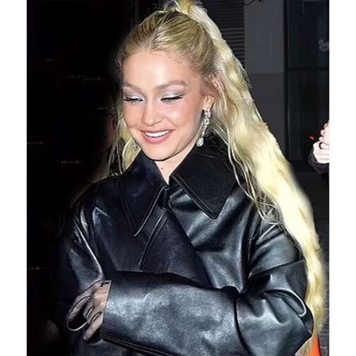 Gigi Hadid Met Gala Leather Coat - Image 6