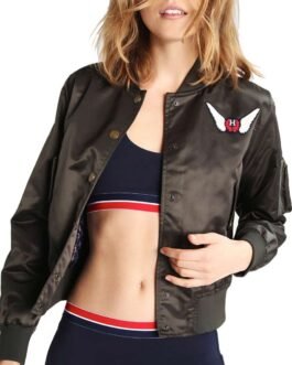 Gigi Hadid Embroidered Bomber Satin Jacket