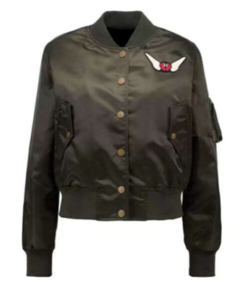 Gigi Hadid Embroidered Bomber Satin Jacket - Image 3