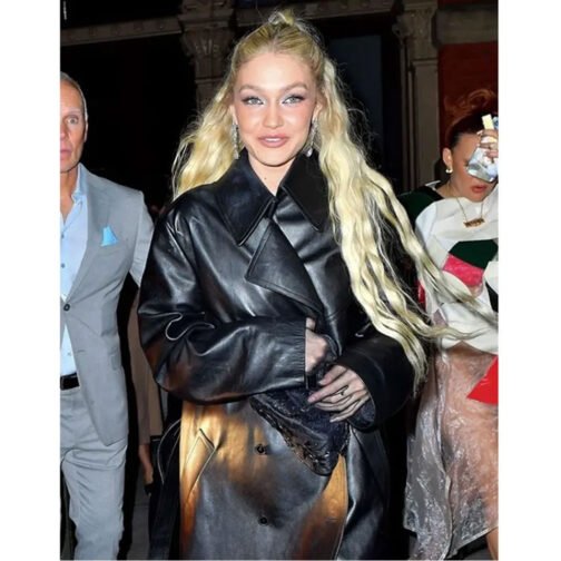 Gigi Hadid Met Gala Leather Coat - Image 2