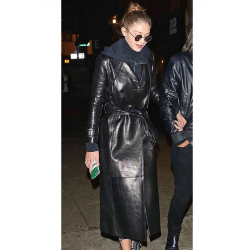 Gigi Hadid Met Gala Leather Coat - Image 8