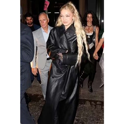 Gigi Hadid Met Gala Leather Coat - Image 9