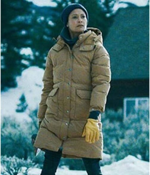 God’s Country Thandiwe Newton Puffer Brown Coat - Image 6