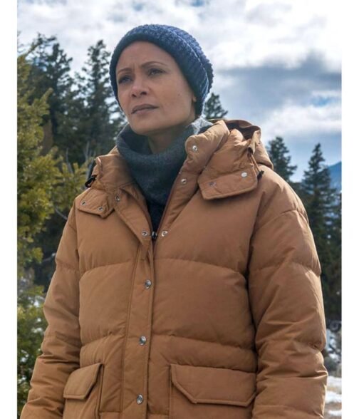 God’s Country Thandiwe Newton Puffer Brown Coat - Image 2