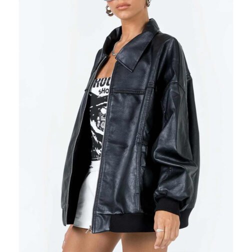 Goldsmith Faux Leather Bomber Jacket - Image 12