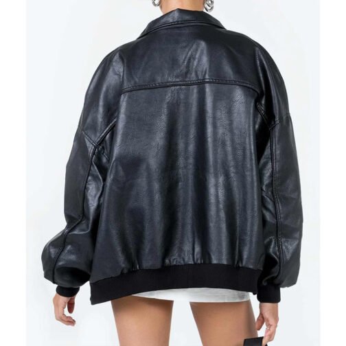 Goldsmith Faux Leather Bomber Jacket - Image 5