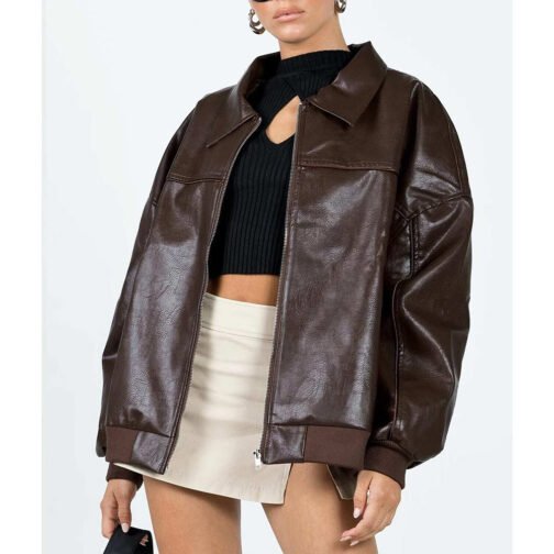 Goldsmith Faux Leather Bomber Jacket - Image 9