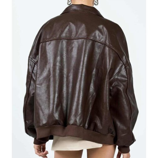 Goldsmith Faux Leather Bomber Jacket - Image 6