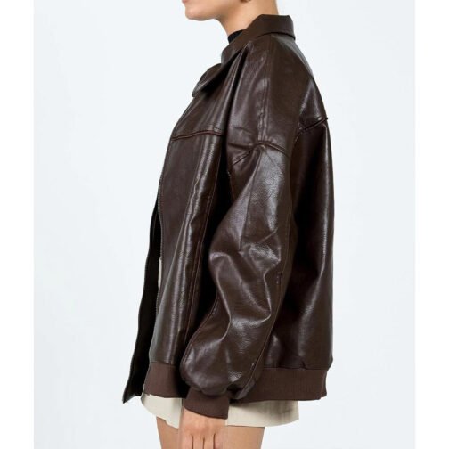 Goldsmith Faux Leather Bomber Jacket - Image 14