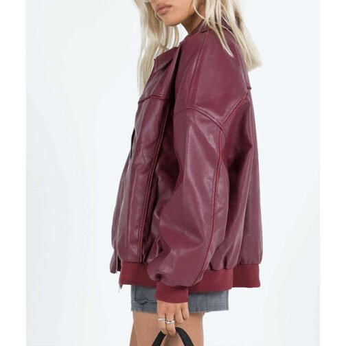 Goldsmith Faux Leather Bomber Jacket - Image 13