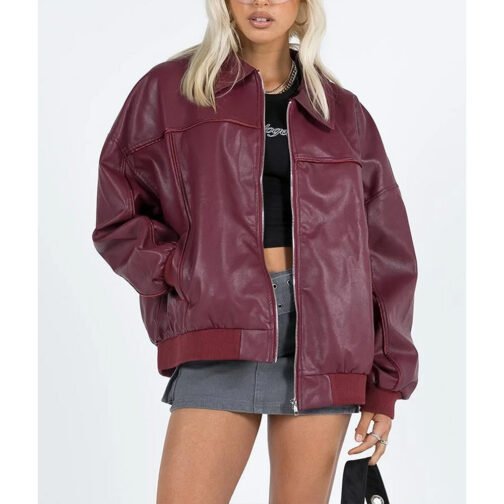 Goldsmith Faux Leather Bomber Jacket - Image 10