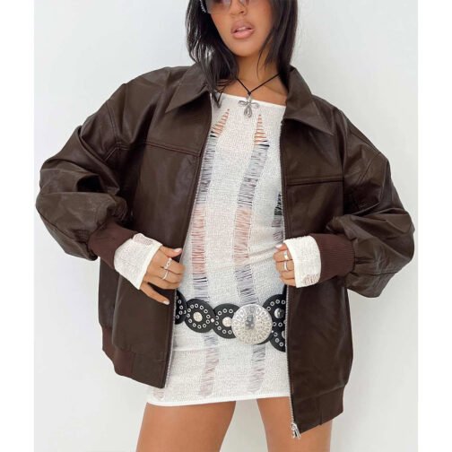 Goldsmith Faux Leather Bomber Jacket - Image 11