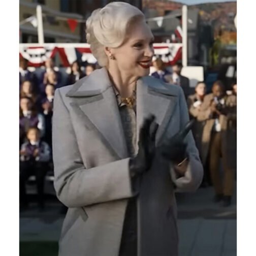 Wednesday Gwendoline Christie Gray Wool Coat - Image 5