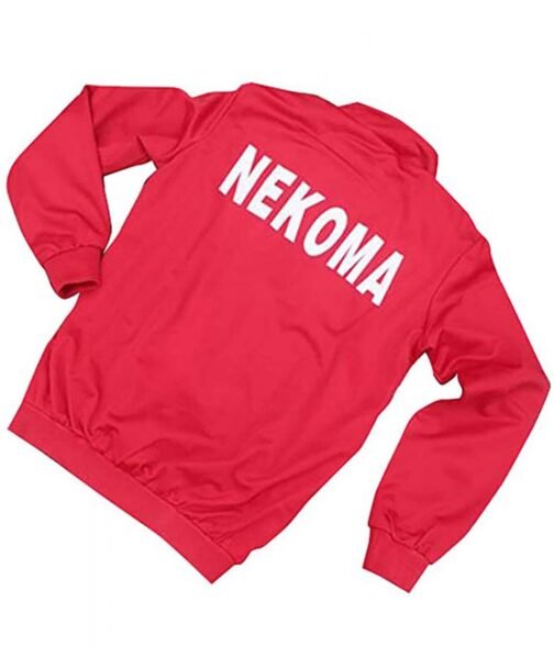 Red Haikyuu Nekoma Bomber Jacket - Image 2