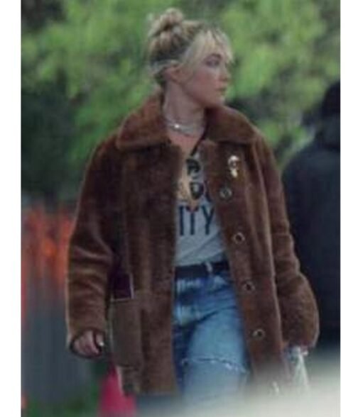 Hawkeye Florence Pugh Fur Brown Coat - Image 5