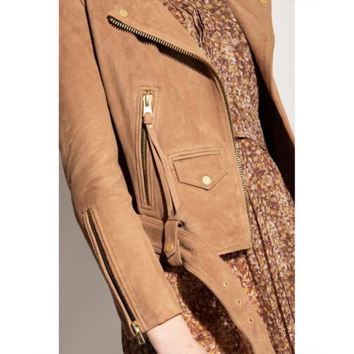Head of the Class Isabella Gomez Tan Brown Suede Jacket - Image 5